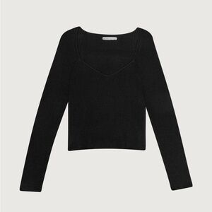 OAK + FORT Sweetheart Neckline Top (Black / size S)